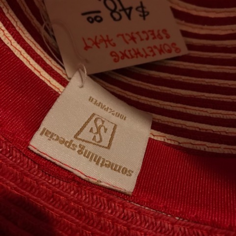 Red Straw Cloche Hat- NEW with Tags - Picture 5 of 8